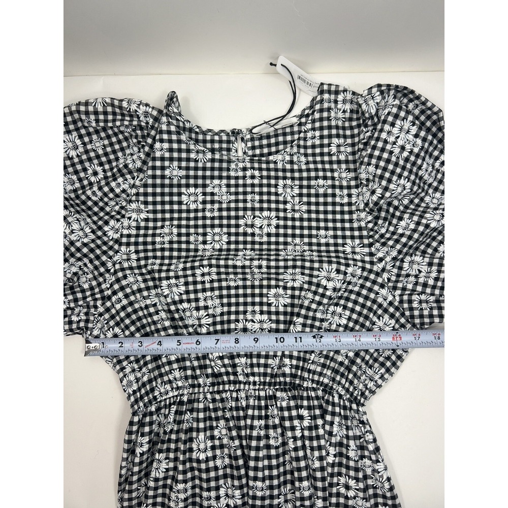 Self Contrast Black And White Floral Checkered Mini Dress Women's Size L NWT - Picture 7 of 9
